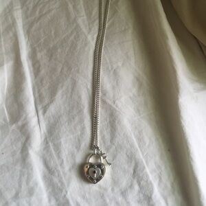 Coach Silver Heart Lock Necklace
